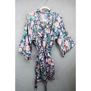 Vintage California Dynasty Nightgown & Robe Set-Satin-Floral-Y2K-Medium